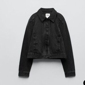 Zara Cropped Denim Bomber Jacket